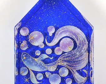 Koi Fish Resin House: Glitter Table Decoration, Fairy Garden Nightlight
