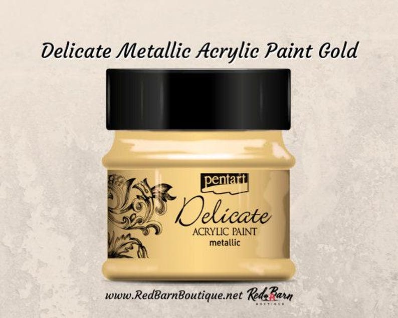 Gold Delicate Metallic Acrylic Paint Pentart 50ml image 3