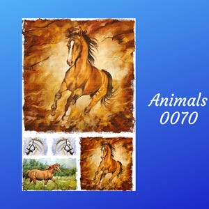 Horse Collage- Animal 0070 | Rice Paper Decoupage | Paper Designs | 2 Sizes