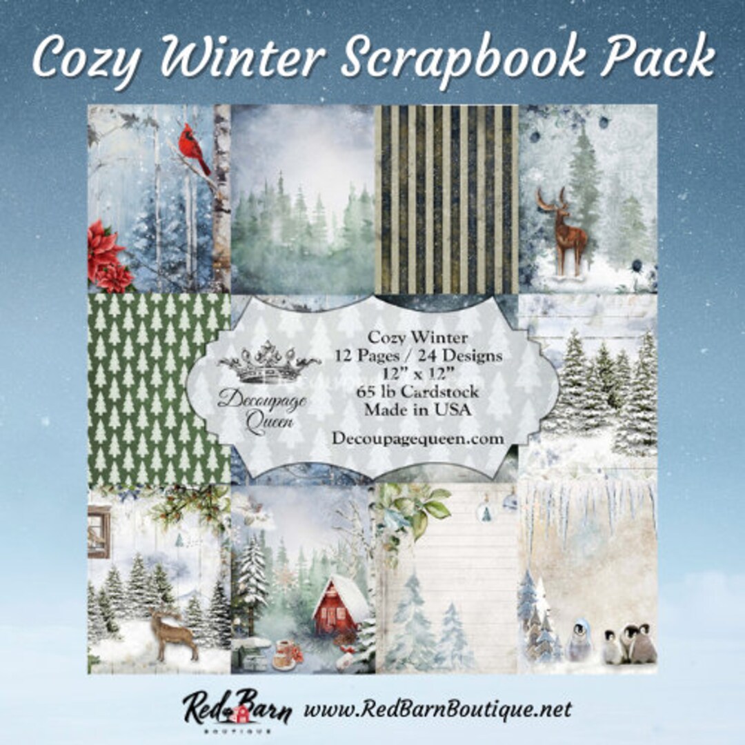 Cozy Winter Scrapbook Set Mini Scrapbook Paper Decoupage Queen 6 X 6