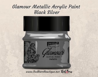 Black Silver | Glamour Metallic Acrylic Paint | Metallic | Mixed Media | Pentart | 50ml