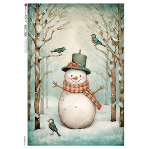 Country Snowman | Rice Paper Decoupage | Paper Designs 0364 | A4