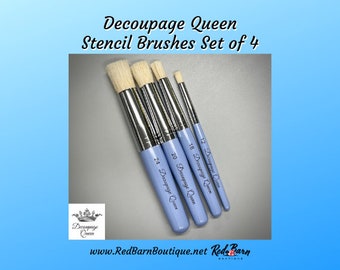 Stencil Brushes | Decoupage Queen Brush | Mixed Media Tool | Set of 4