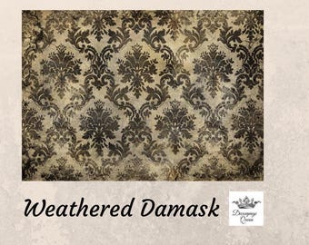 Weathered Damask | Rice Paper Decoupage | Decoupage Queen | 2 Sizes