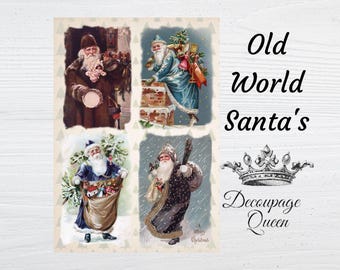 Old World Santa's | Rice Paper Decoupage | Decoupage Queen | A3