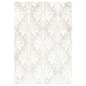 Cream Damask | Rice Paper Decoupage | Decoupage Queen | Mixed Media | A4 and A3
