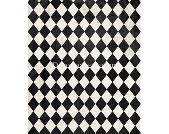 Black and Ivory Harlequins | Rice Paper Decoupage | Decoupage Queen | 2 Sizes