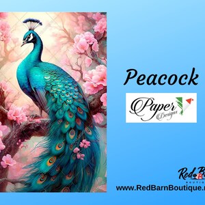 Peacock | Rice Decoupage Paper | bright Floral Peacock | Paper Designs Animals 0077 | Furniture Decoupage | A2 & A1