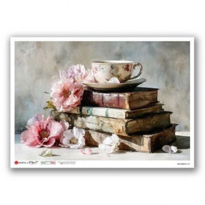 Petals and Pages | Rice Paper Decoupage | Paper Designs Old Objects 0052 | A4