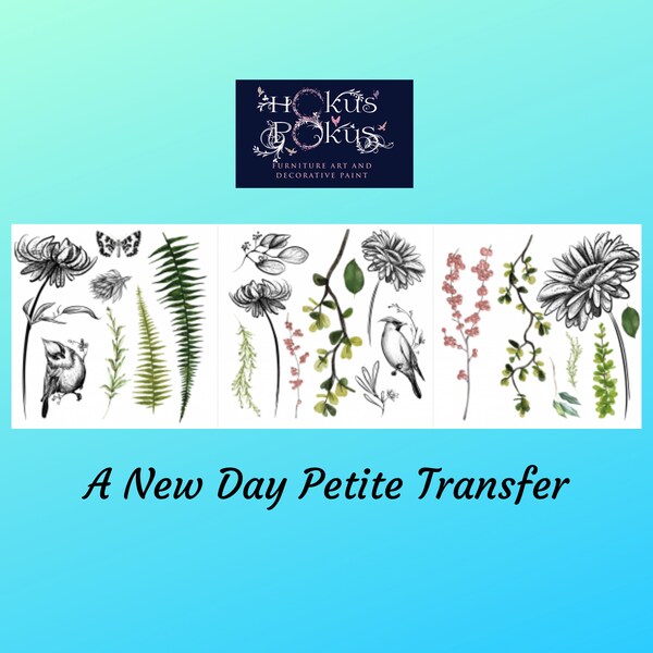 A New Day | Rub On Furniture Transfers | Hokus Pokus | Furniture Decals | Petite Transfer | 3 Sheets