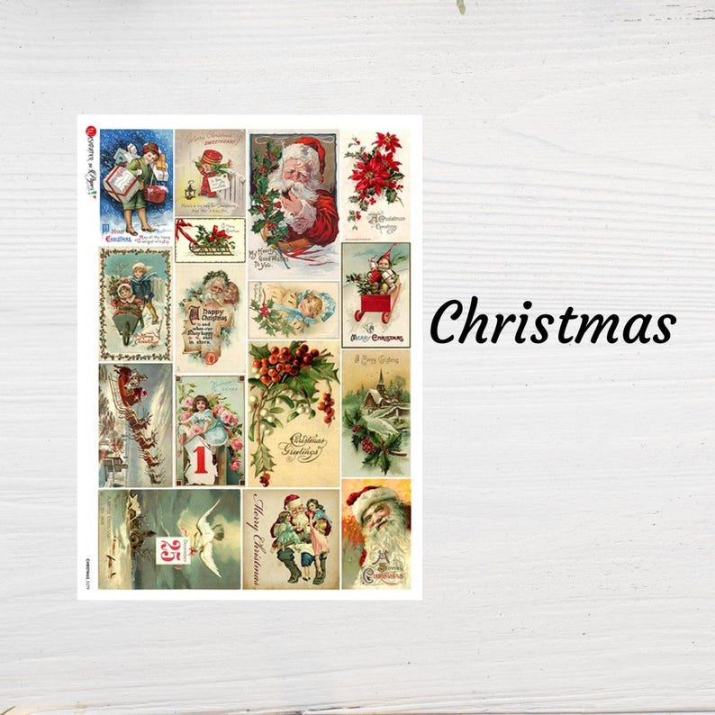 Christmas Blocks 0279 | Rice Decoupage Paper | Paper Designs image 1
