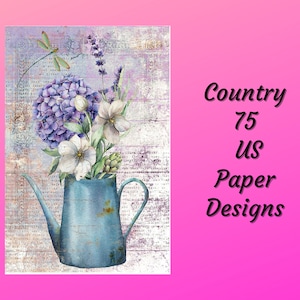 Purple Flowers in Vase | Rice Paper Decoupage | Paper Designs Country 0075 | A4