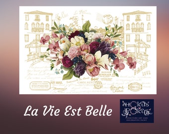 La Vie Est Belle (Gold) | Rub On Furniture Transfers | Hokus Pokus | Furniture Decals | 37" x 26"