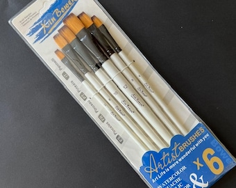 Synthetic Artist Brush Set | Decoupage Queen Brush | Mixed Media Tool | Set of 6 Brushes