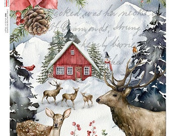 Christmas Deer 0326 | Rice Paper Decoupage | Paper Designs | A4