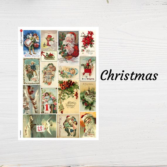 Christmas Blocks 0279 | Rice Decoupage Paper | Paper Designs