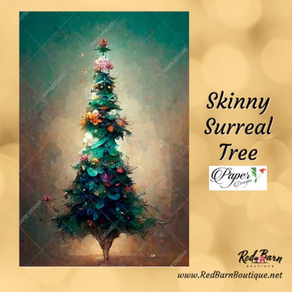 Skinny Surreal Tree | A4 | Rice Paper Decoupage | US Paper Designs | Christmas 0354 | Bundle and Save
