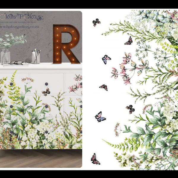 Marvelous Gardens | Rub On Furniture Transfers | Hokus Pokus | Furniture Decals | 35" x 22"