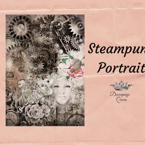 Steampunk Portrait | Rice Paper Decoupage | Decoupage Queen | A4