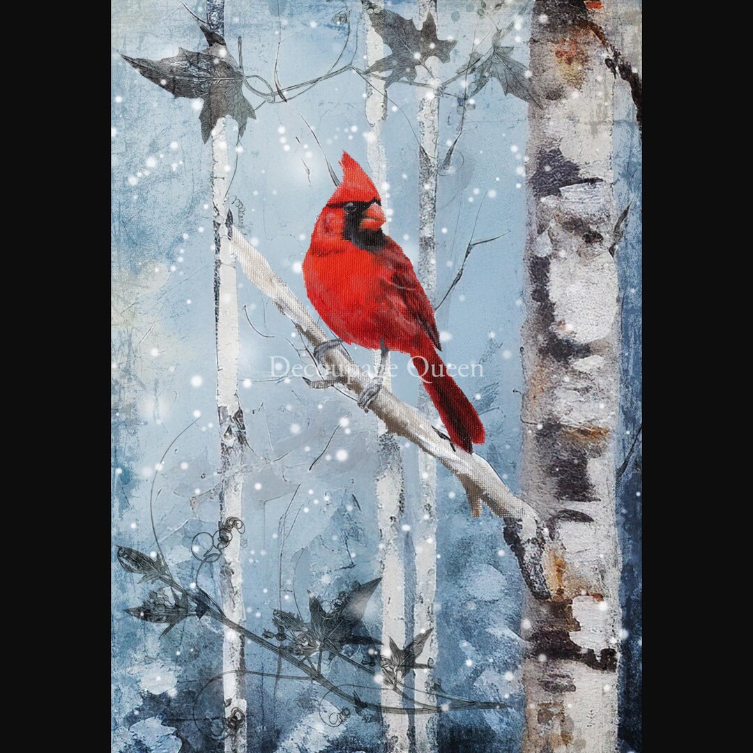 Cardinal Rice Hand Painted Cardinal | Rice Paper Decoupage | Decoupage Queen | 2 ...