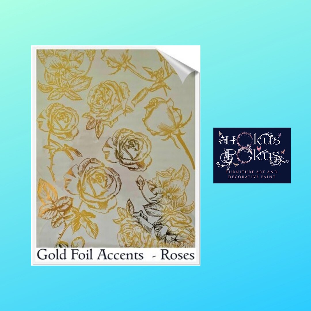 Roses Metallic Gold Foil Rub on Transfer Hokus Pokus - Etsy