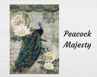 Peacock Majesty | Rice Paper  Decoupage | Decoupage Queen | A4 & A3
