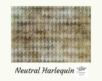 Neutral Harlequin | Rice Paper Decoupage | Decoupage Queen | 2 Sizes