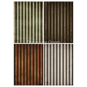 Fall Stripes Four Pack | Rice Paper  Decoupage | Decoupage Queen | A4 & A3