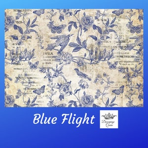 Blue Flight |Rice Paper Decoupage | Decoupage Queen | 2 Sizes