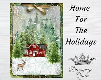 Home For The Holidays | Rice Paper Decoupage | Decoupage Queen | Christmas Decoupage Paper | A4 and A3