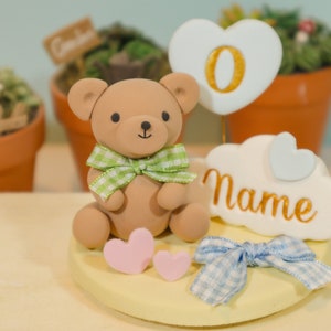Cute Teddy Bear Cake Topper | Custom Cake Topper | Teddy Bear Cake Decor | Handmade Cake Topper | Teddy Bear Birthday Cake | Clay Topper