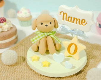 Cute Puppy Dog Birthday Cake Topper | Custom Cake Topper | Handmade Cake Topper | Birthday Cake Topper | Clay Cake Topper