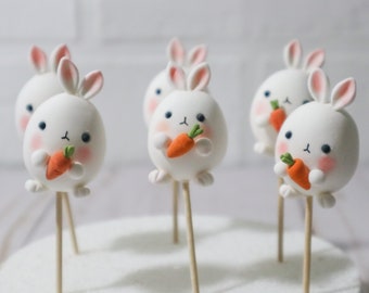 Bunny Cupcake Toppers | Cute Cupcake Toppers | Pack of 6 | Cartoon Cupcake Toppers | Birthday Party | Birthday Gift | Easter Cupcake Toppers