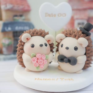 Topper per torta nuziale a forma di riccio personalizzato / Topper per torta fatto a mano / Accessorio per torta nuziale / Topper per torta personalizzato / Topper in argilla / Porcospino