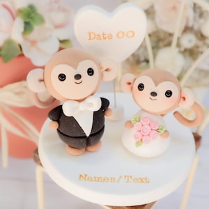 Customized Monkey Wedding Cake Topper | Cute Handmade Cake Topper | Wedding Cake Accessory | Customized Cake Topper | Clay Topper