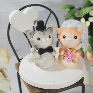 Customized Cat and Kitten Wedding Cake Topper | Cute Handmade Cake Topper | Wedding Cake Accessory | Customized Cake Topper | Clay Topper