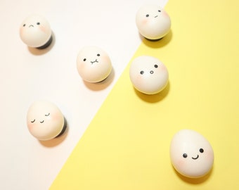 Adorable Egg Magnets | Set of 6 | 100% Handmade | Home Decor | Perfect Gift | Kawaii Decor | Paper Clay Magnet | Housewarming