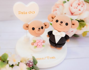 Customized Teddy Bear Wedding Cake Topper | Cute Handmade Cake Topper | Wedding Cake Accessory | Customized Cake Topper | Clay Topper