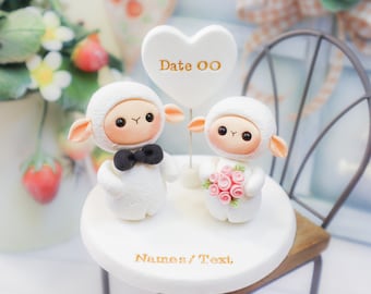 Customized Sheep & Lamb Wedding Cake Topper | Cute Handmade Cake Topper | Wedding Cake Accessory | Customized Cake Topper | Clay Topper