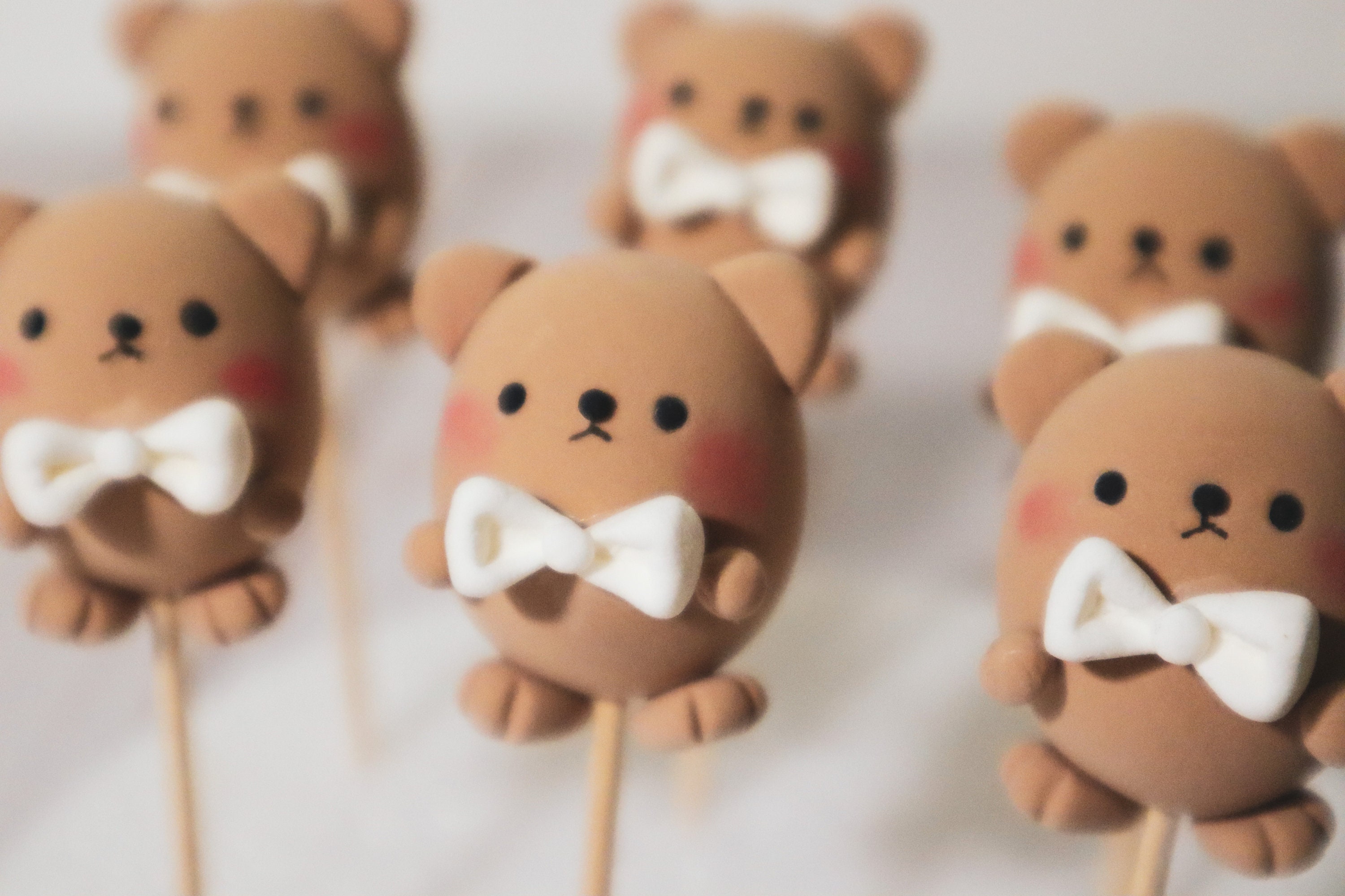 Teddy Bear Cupcake Toppers Pack of 6 Cute Cupcake Toppers | Etsy