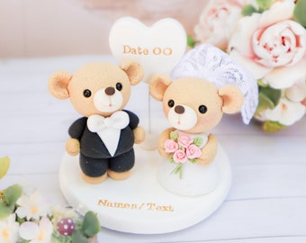 Customized Teddy Bear Wedding Cake Topper | Cute Handmade Cake Topper | Wedding Cake Accessory | Customized Cake Topper | Clay Topper