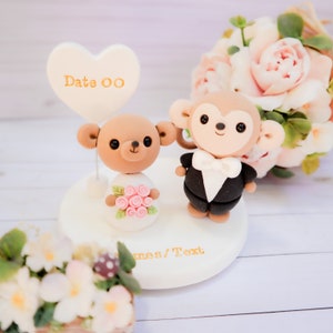 Customized Teddy Bear and Monkey Wedding Cake Topper | Cute Handmade Cake Topper | Wedding Cake Accessory | Customized Cake Topper