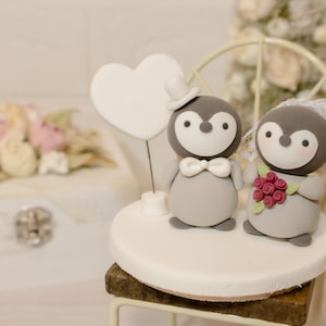 Customized Penguin Wedding Cake Topper | Cute Handmade Cake Topper | Wedding Cake Accessory | Customized Cake Topper | Clay Topper