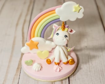 Cute Unicorn Cake Topper | Unicorn Cake Decoration | Handmade Cake Topper | Unicorn Birthday Cake | Baby Shower Cake Topper | Clay Topper