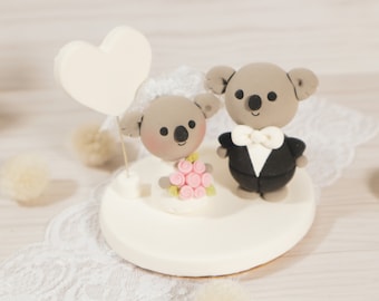 Customized Koala Wedding Cake Topper | Cute Handmade Cake Topper | Wedding Cake Accessory | Customized Cake Topper | Clay Topper