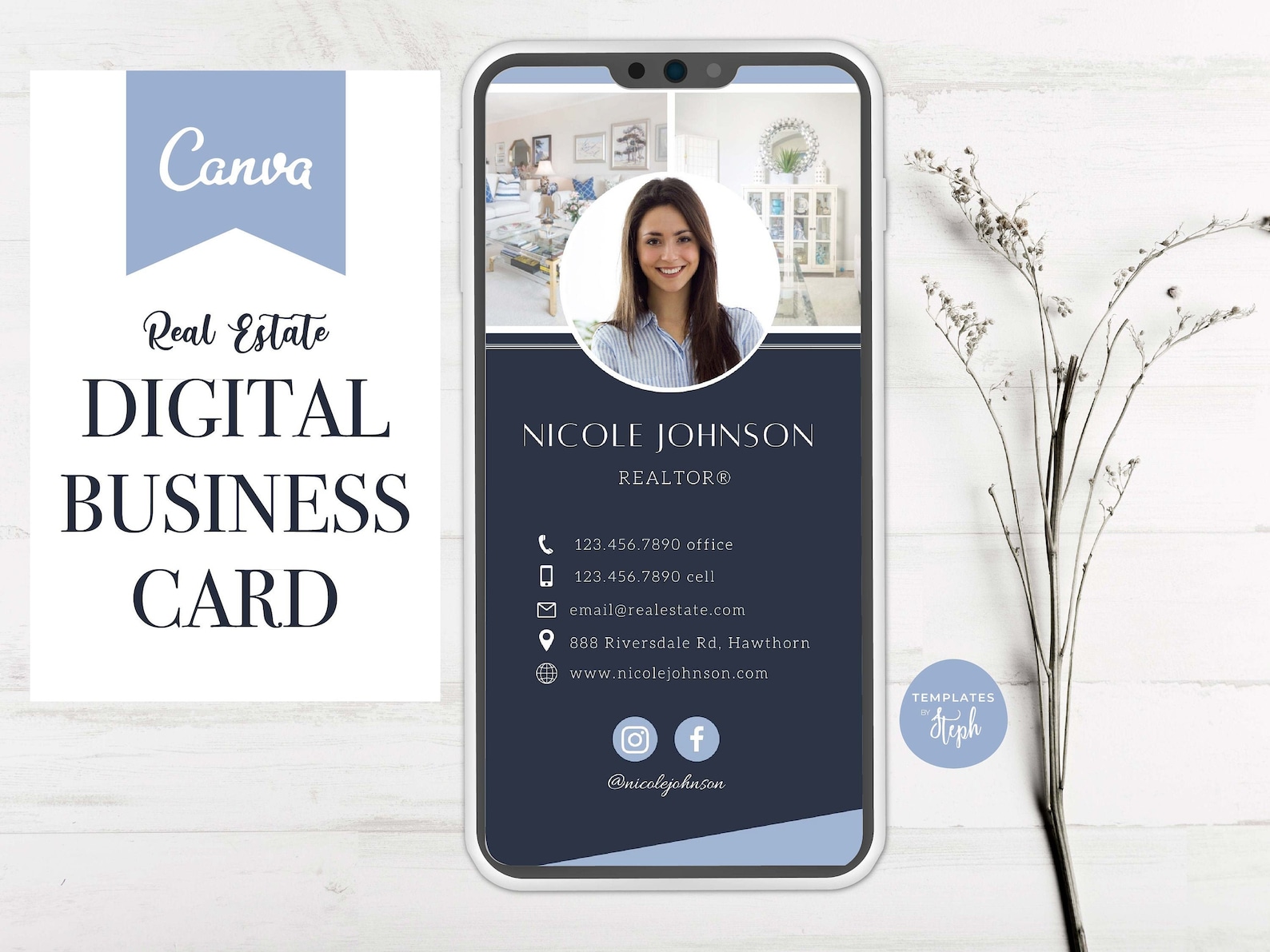 Realtor Digital Business card Digital Business Card Template Etsy