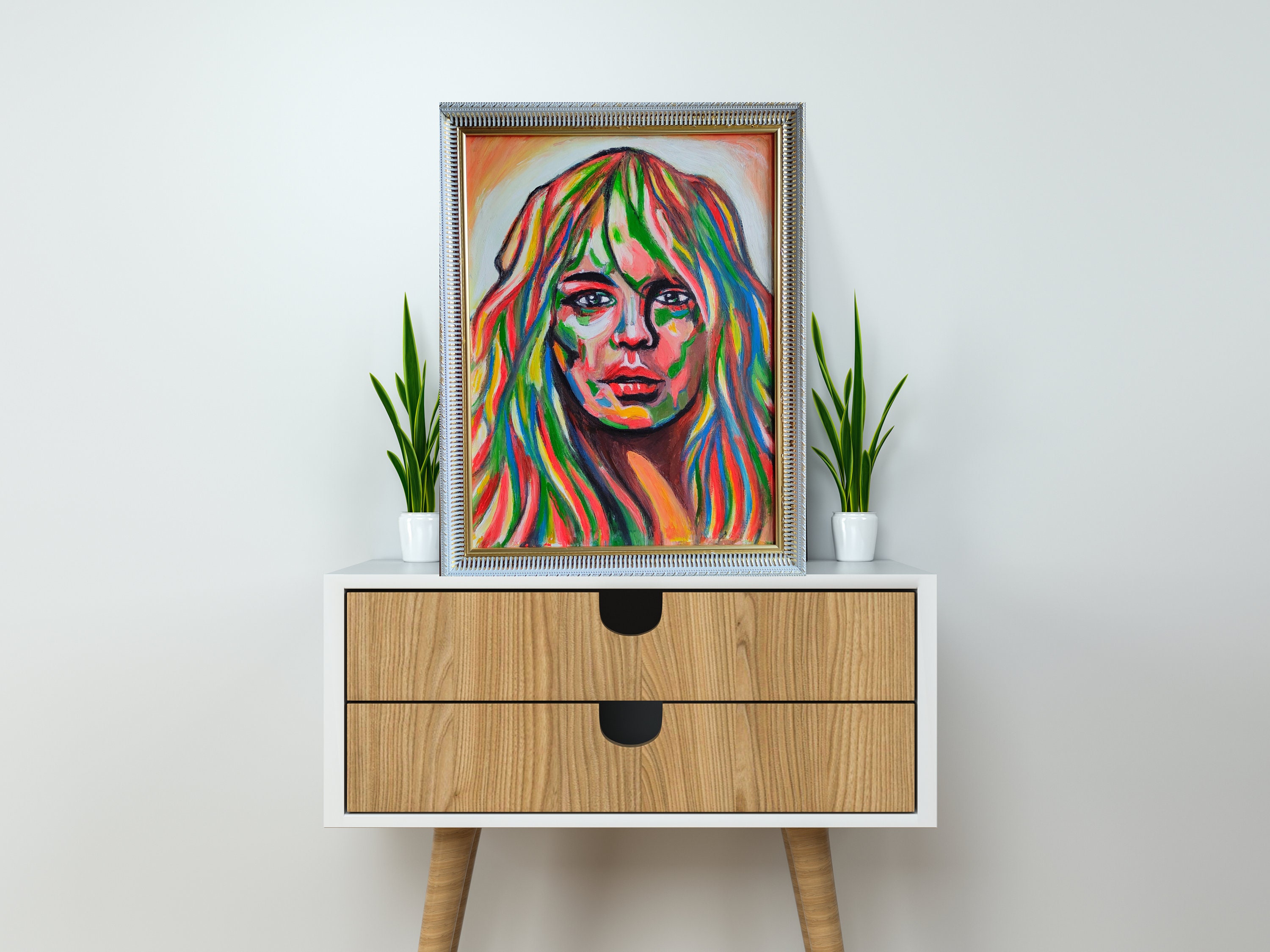 Moderne Mädchen Kunst Öl auf Leinwand Pop Art Wohnzimmer | Etsy