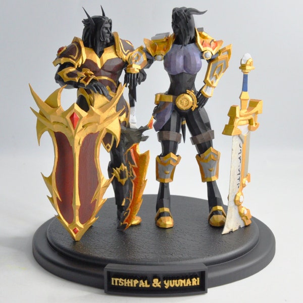 Figurine personnalisée World Of Warcraft | Double figurine / Idée mariage  | TOUCHES COULEUR + ARME