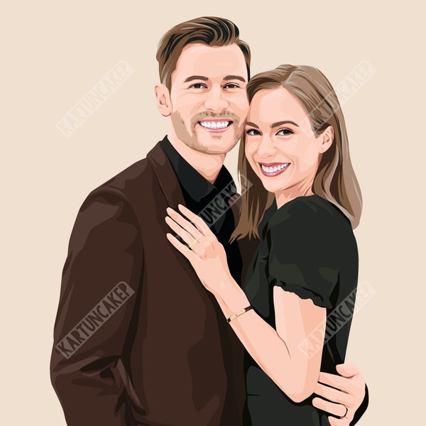 Couple Portrait, Custom Portrait, Digital Illustration
