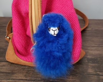 Fluffy Baby Alpaca Keychain - Blue